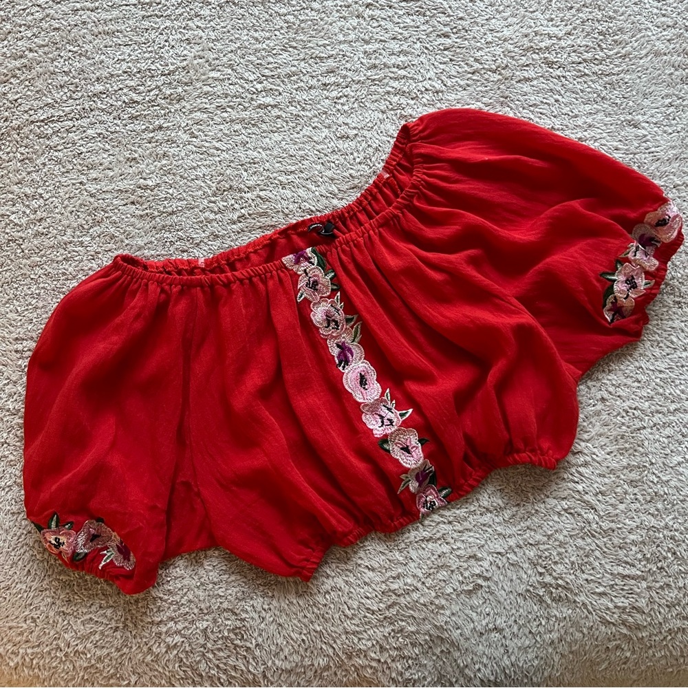 Embroidered Boho Off-Shoulder Top